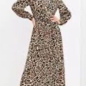 LOFT Animal Print Long Sleeve Dress